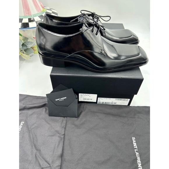 Men\'s Saint Laurent Jean black leather derby shoes, size 43 made in Italy main image 6